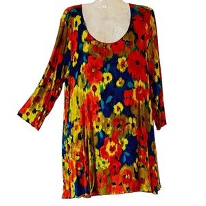 Miracle Body Tunic by Miraclesuit Slimming Dark Floral Impressionist Women's XL